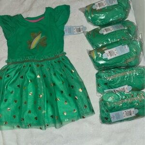 6 Toddler Girls Dress 3T Cat & Jack St. Patrick’s Day Shamrock Green Dresses NWT